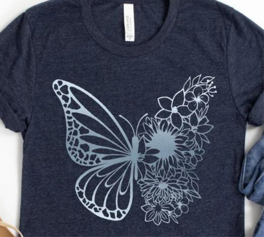 Blue Floral Butterfly