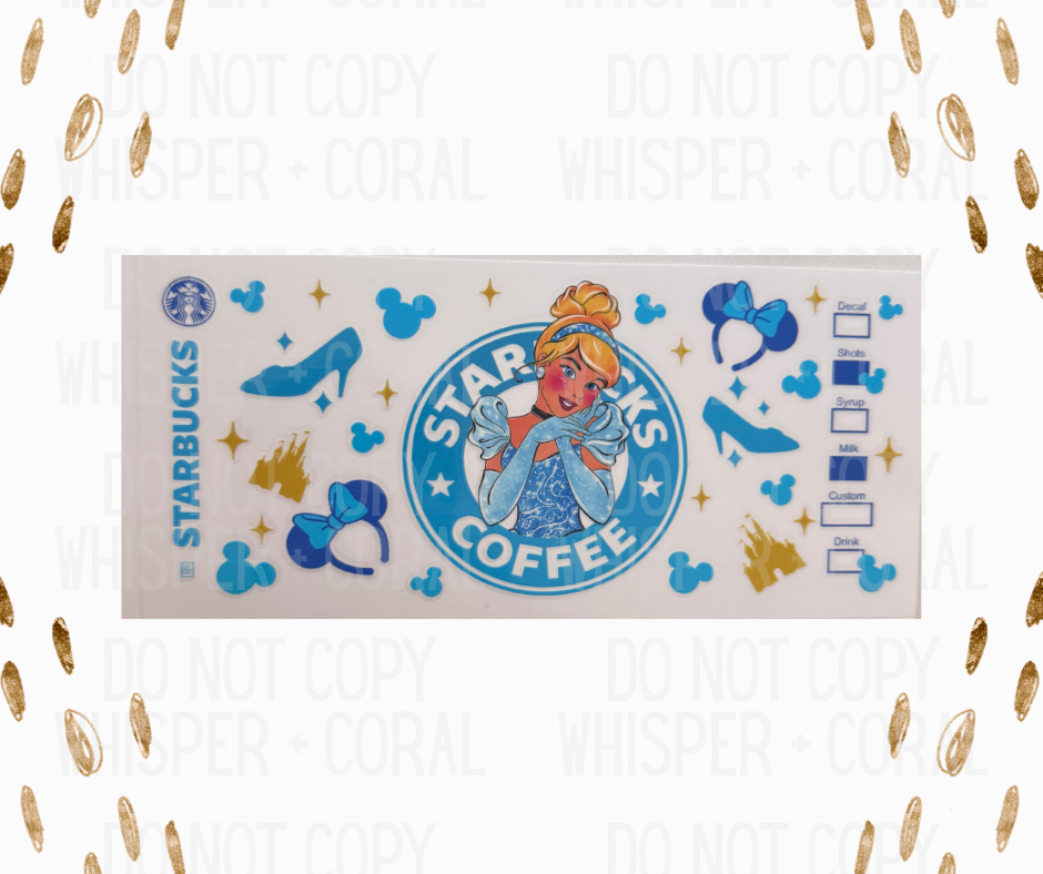 Wrap #73 Stars Coffee Glass Slipper Princess