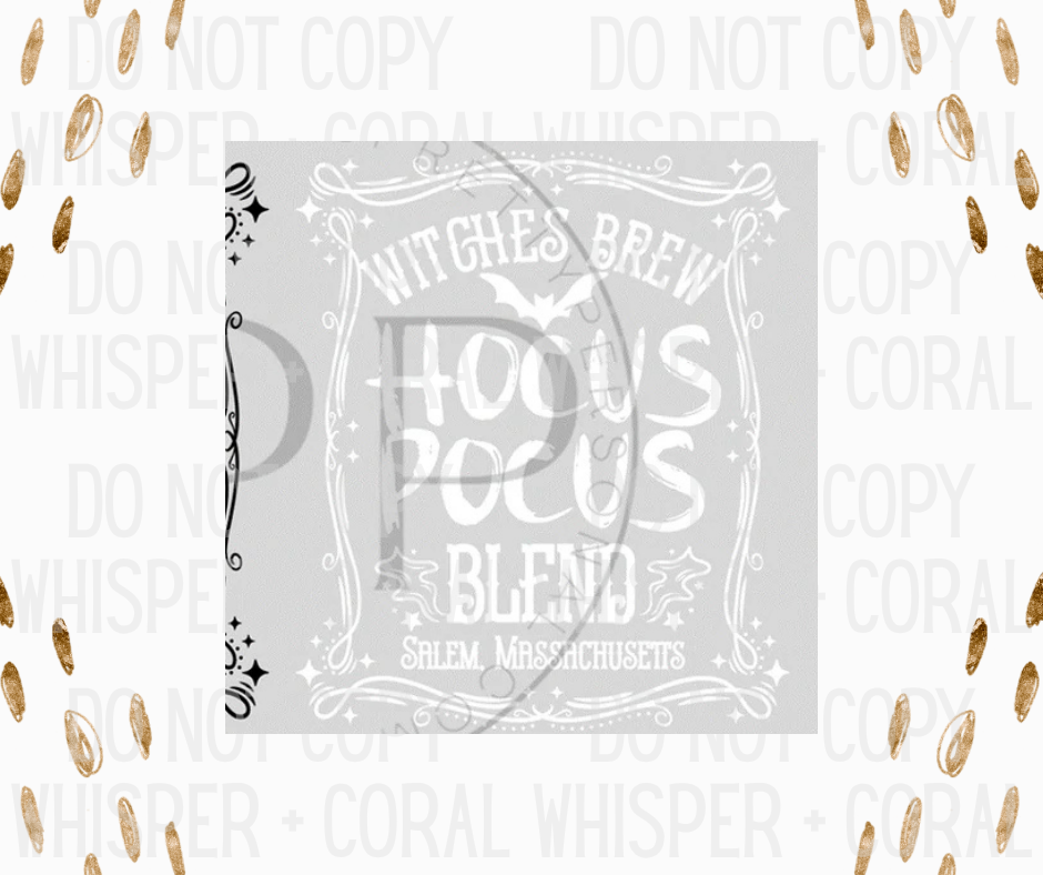 Decal #1339 Witches Brew Hocus Pocus - White