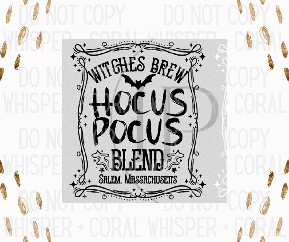 Decal #1340 Witches Brew Hocus Pocus - Black