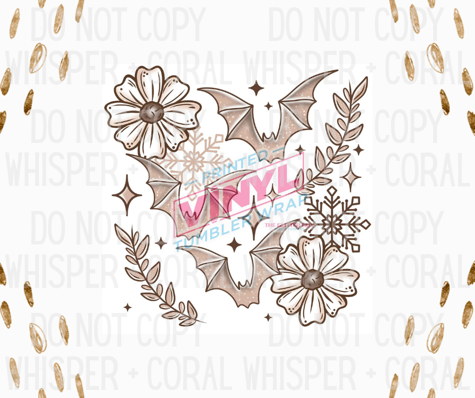 Decal #1343 Neutral Floral Bats