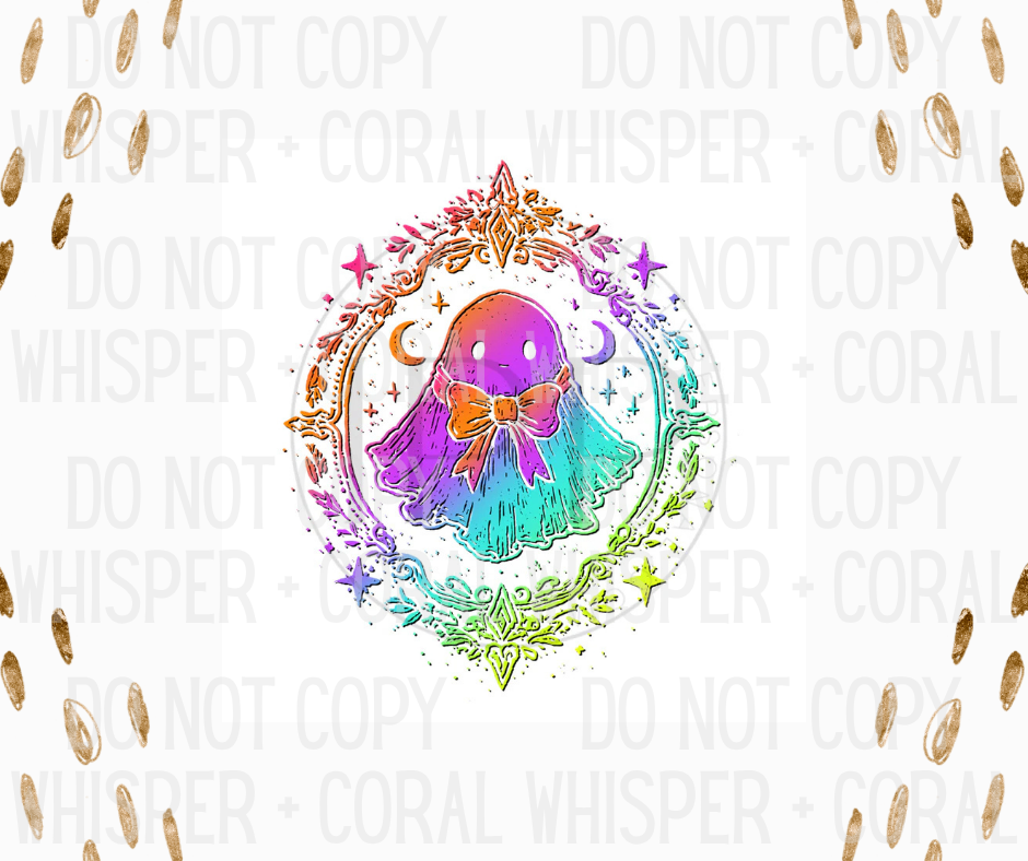 Decal #1347 Ornate Framed Ghost With Bow