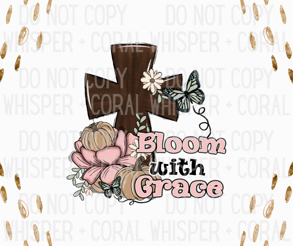 Decal #A-B11 Bloom With Grace Cross