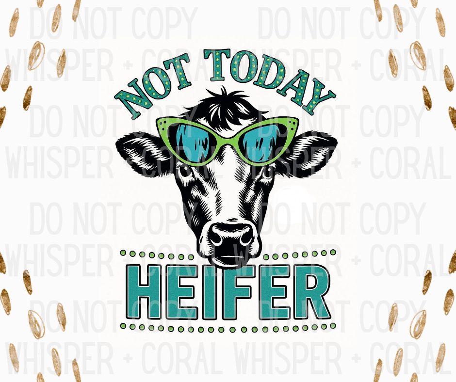 Decal #A-B49 Not Today Heifer With Glasses