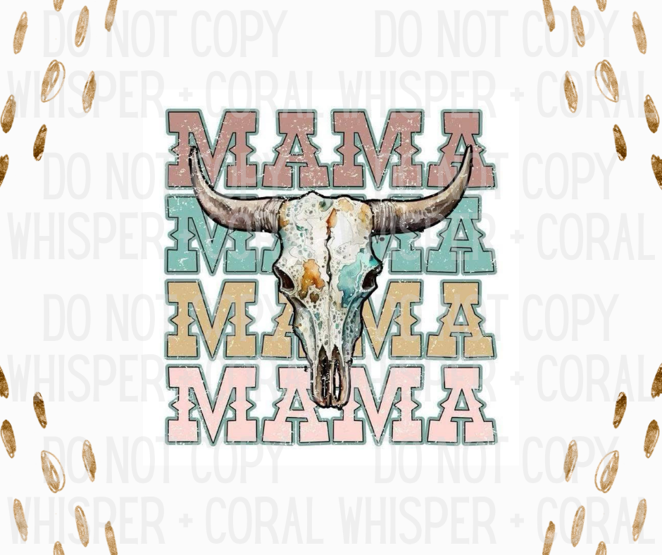 Decal #A-B50 Mama Stacked With Bull Skull