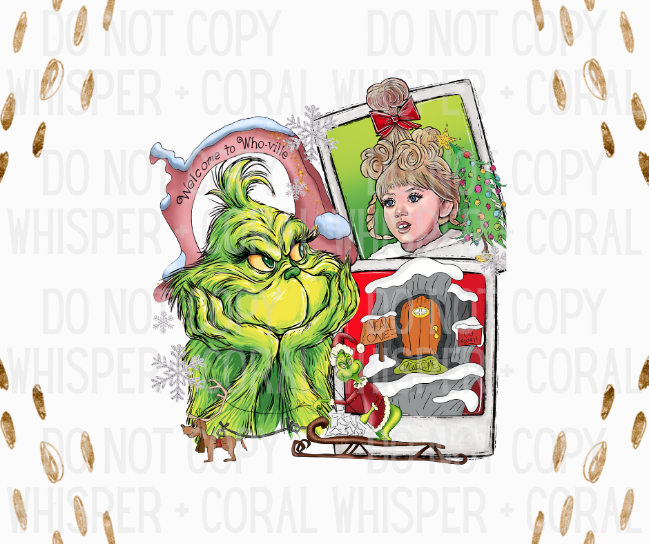 Decal #A-F12 Grinch Christmas Polaroid