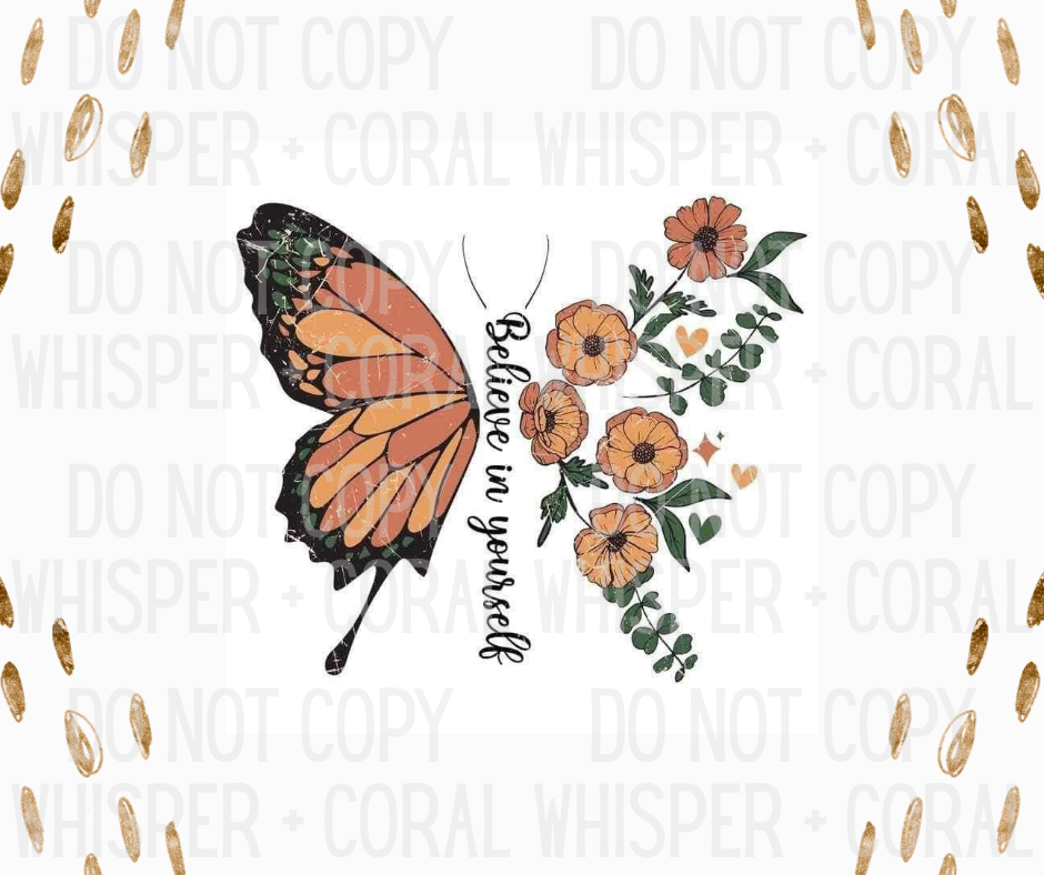 Decal #A-F44 Believe In Yourself Butterfly