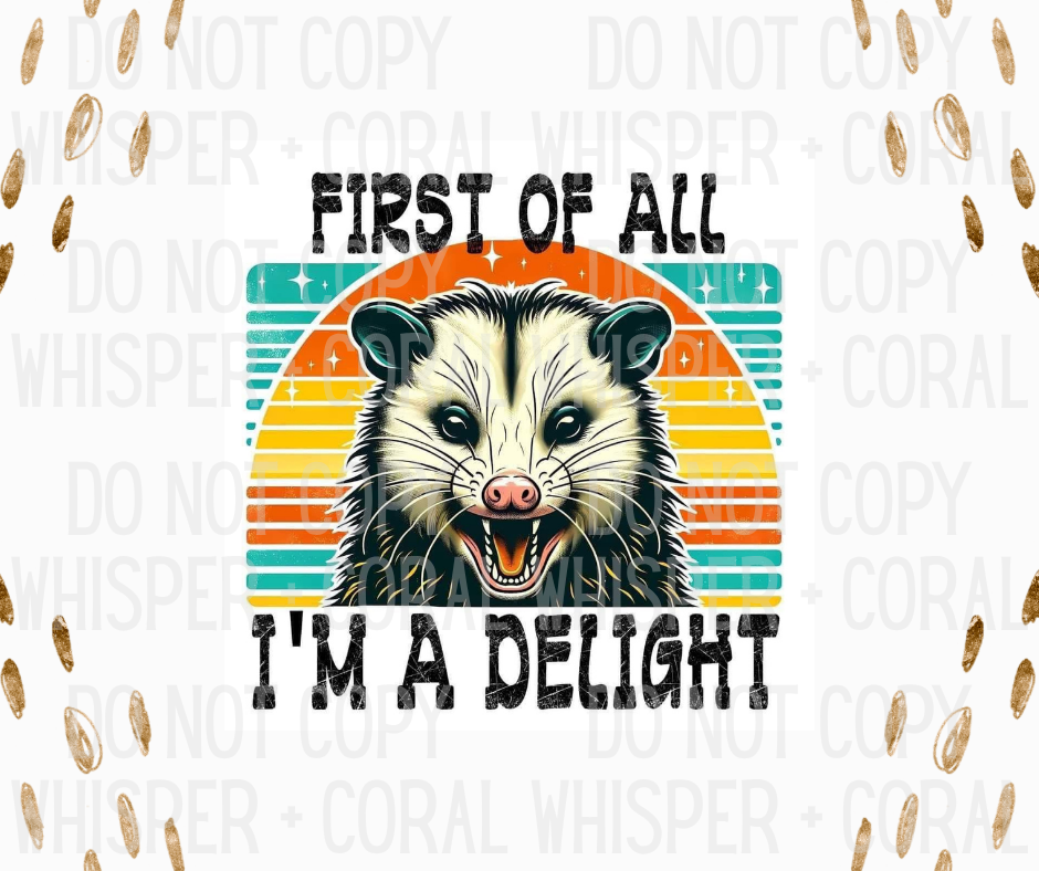 Decal #A-F49 I'm A Delight Possum