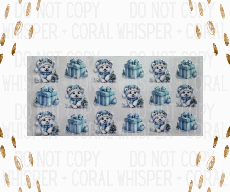 Wrap #144 Blue Presents Christmas Dog