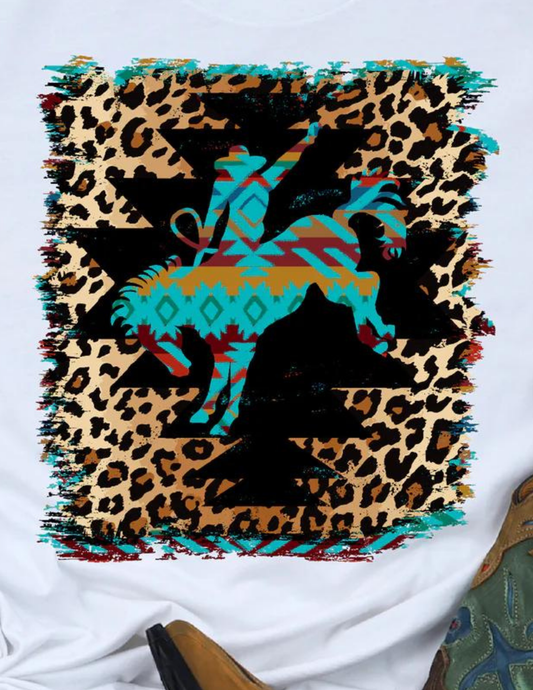 Leopard Cowboy Bucking Horse