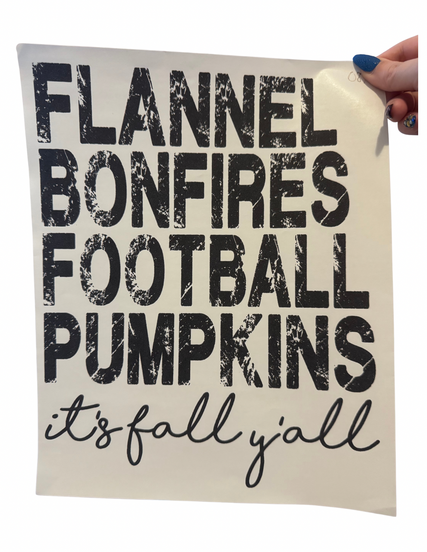 Flannel Bonfires Pumpkins It's Fall Y'all - Black Text