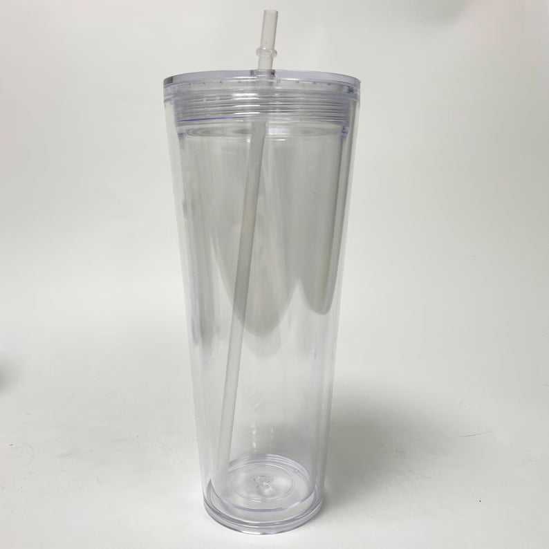 24oz Acrylic Snow Globe Tapered Cups
