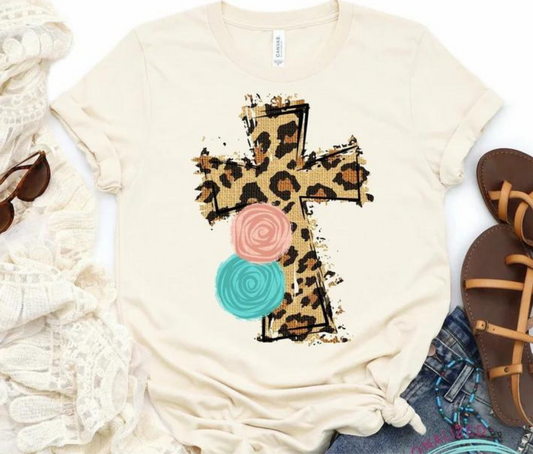 Leopard Floral Cross