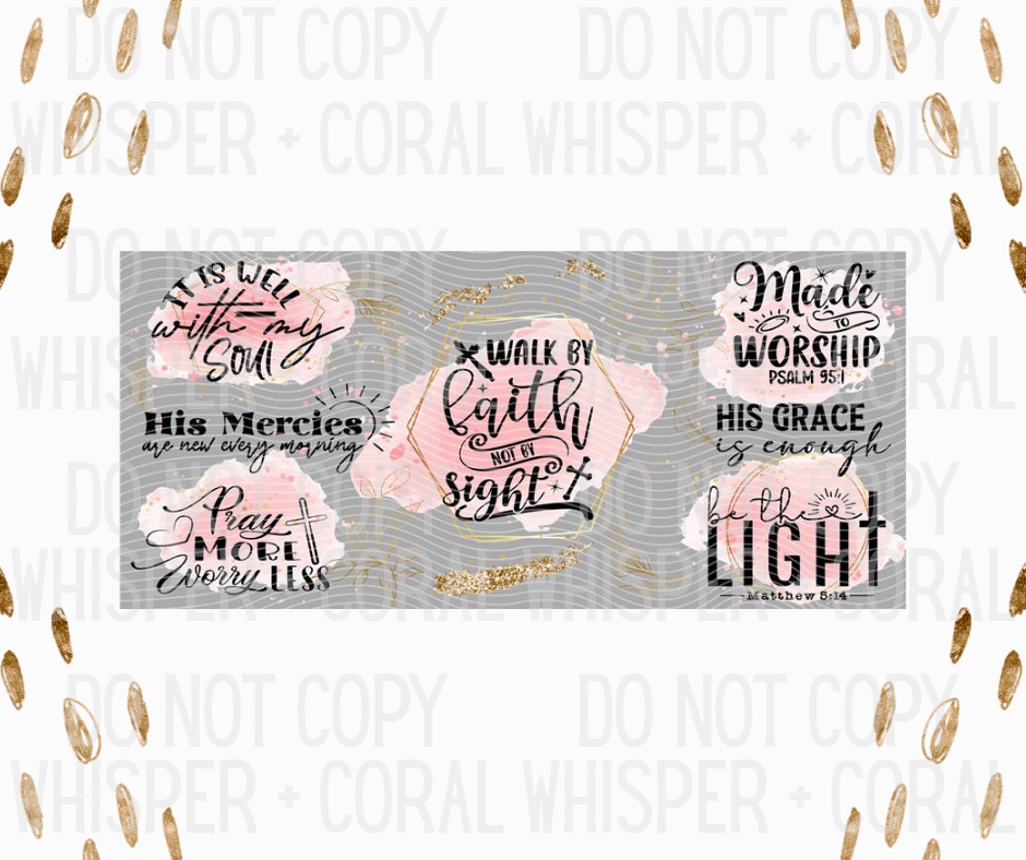 Wrap #38 Pink + Gold Faith Quotes Collage