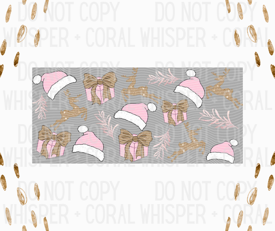 Wrap #48 Pink Christmas Collage With Reindeer