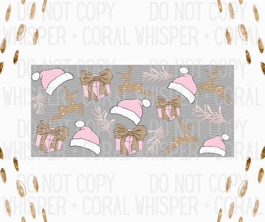 Wrap #48 Pink Christmas Collage With Reindeer