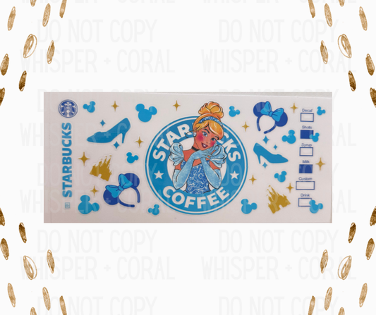 Wrap #73 Stars Coffee Glass Slipper Princess