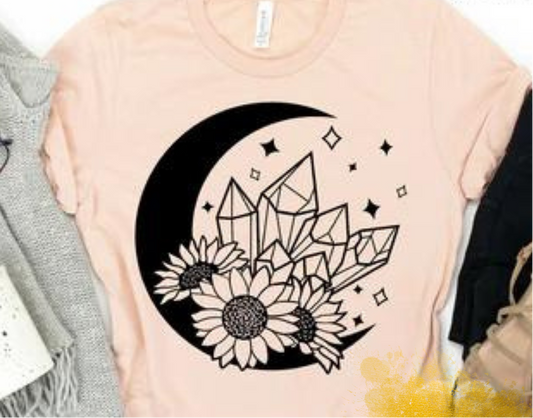 Flowers Crystals And The Moon