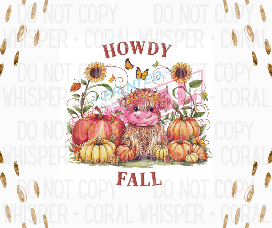 Decal #1335 Howdy Fall Highland Cow