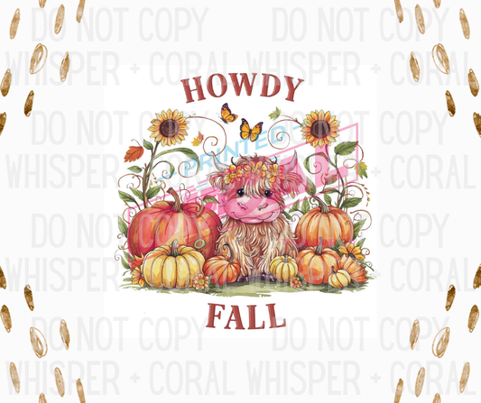 Decal #1335 Howdy Fall Highland Cow