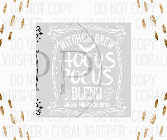 Decal #1339 Witches Brew Hocus Pocus - White