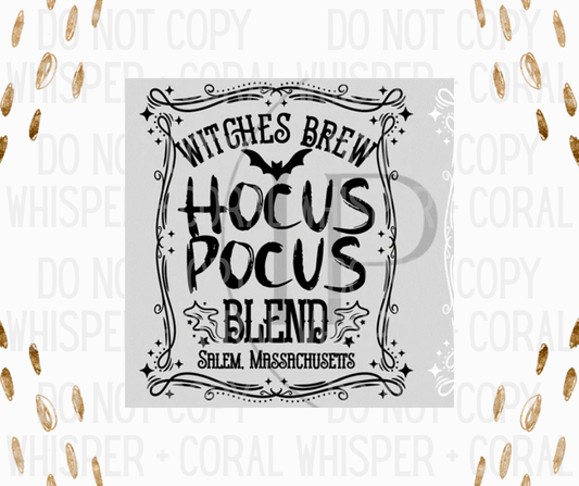 Decal #1340 Witches Brew Hocus Pocus - Black