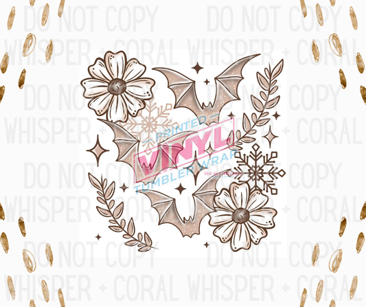 Decal #1343 Neutral Floral Bats