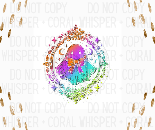 Decal #1347 Ornate Framed Ghost With Bow