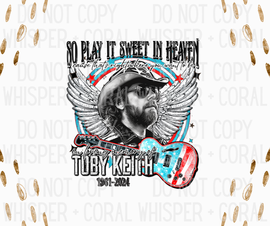 Decal #A-B19 In Memory of Toby Keith