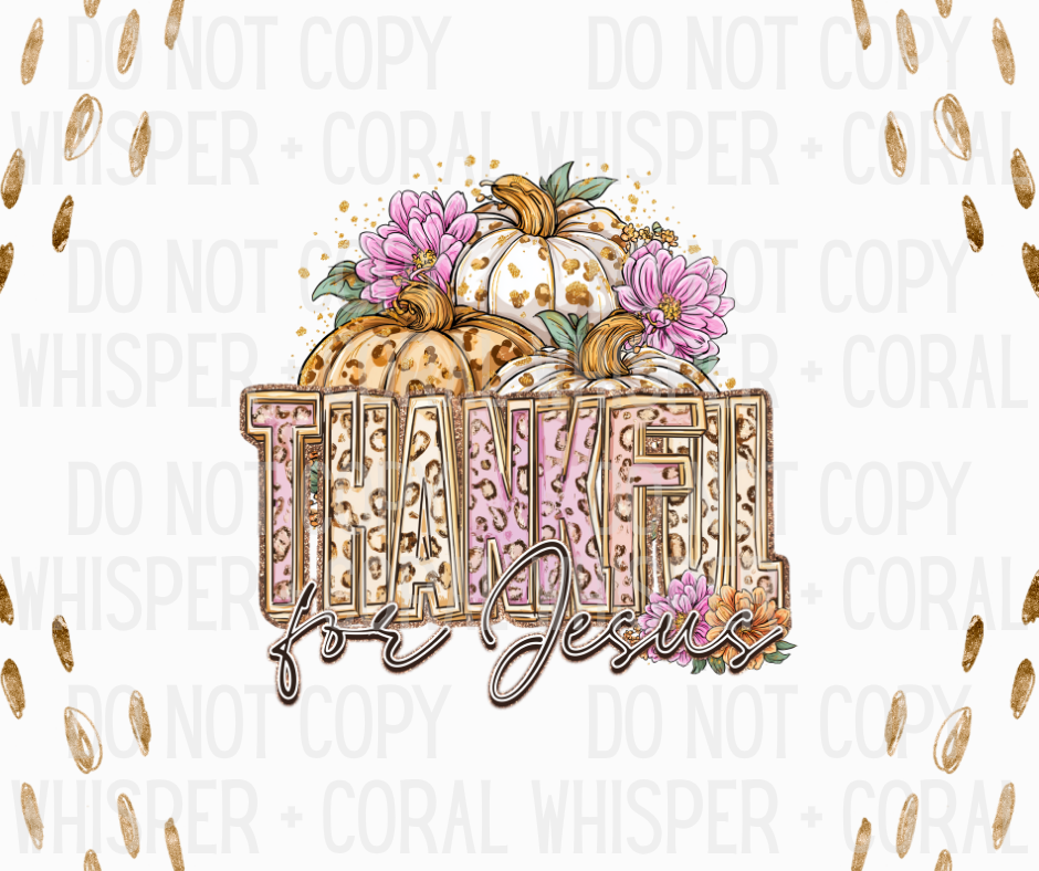 Decal #A-B21 Leopard Pumpkins Thankful For Jesus