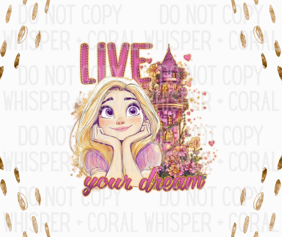 Decal #A-B32 Live Your Dream Tower Princess