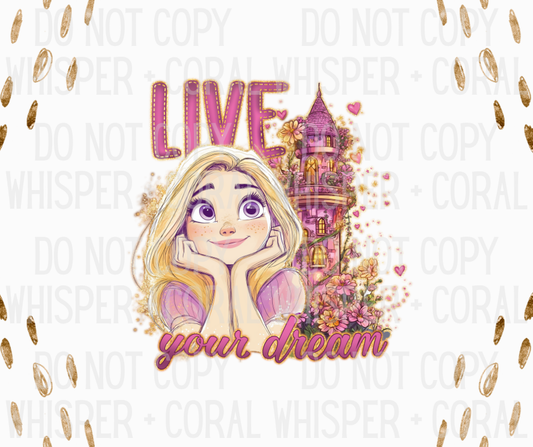 Decal #A-B32 Live Your Dream Tower Princess