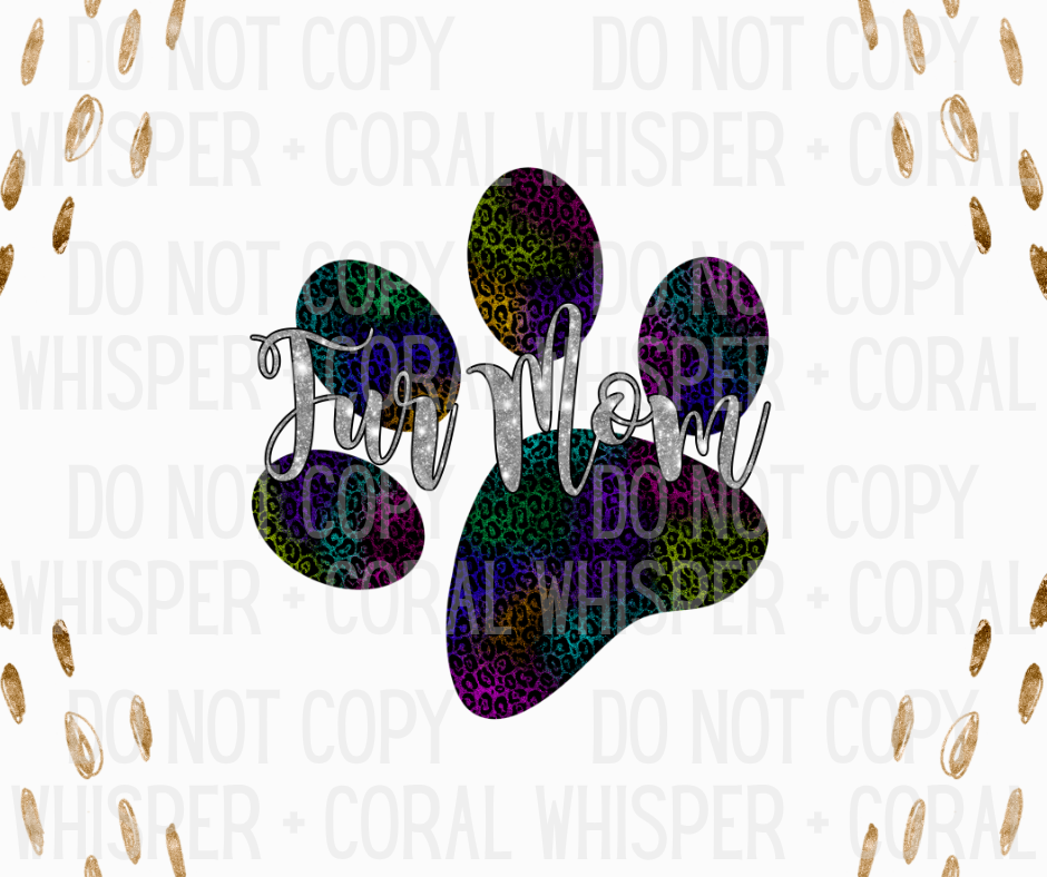 Decal #A-B36 Multi Color Leopard Paw Print Fur Mom