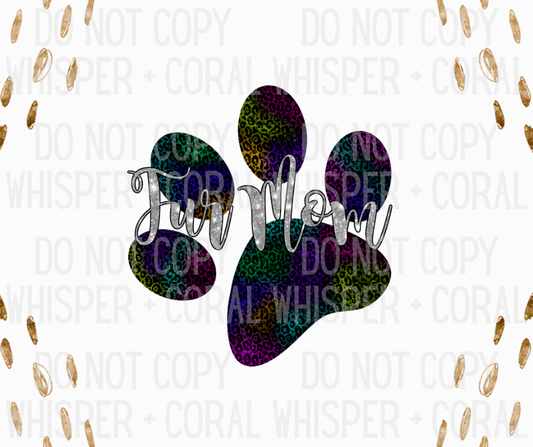 Decal #A-B36 Multi Color Leopard Paw Print Fur Mom