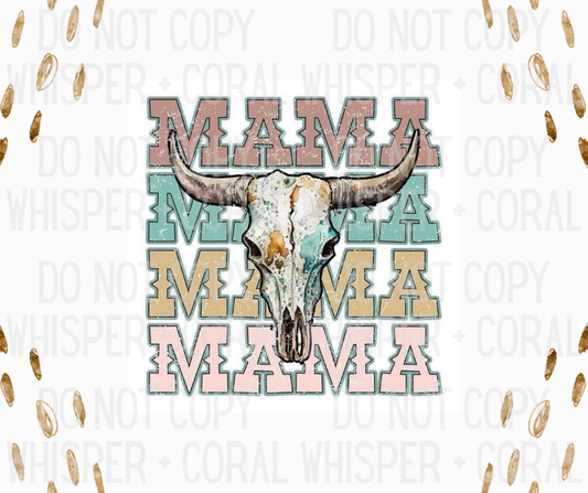Decal #A-B50 Mama Stacked With Bull Skull