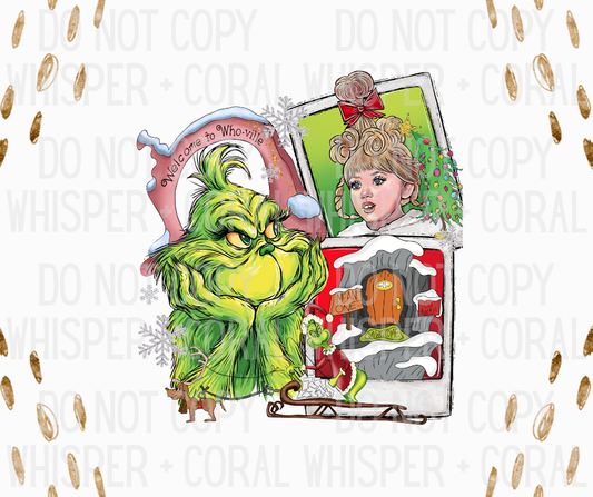 Decal #A-F12 Grinch Christmas Polaroid