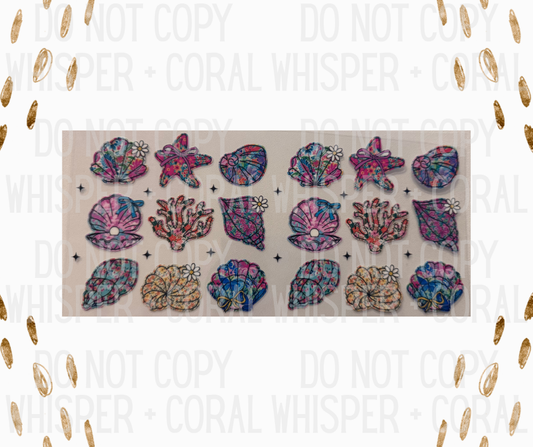 Wrap #85 Floral Pattern Seashells