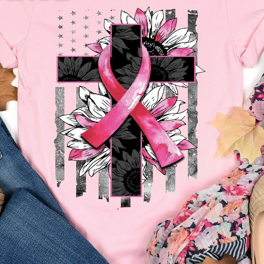 Cancer Cross And Flag