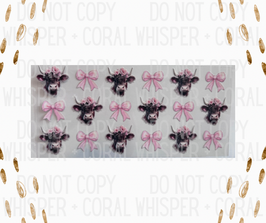 Wrap #142 Cute Pink Bow Highlander Cow