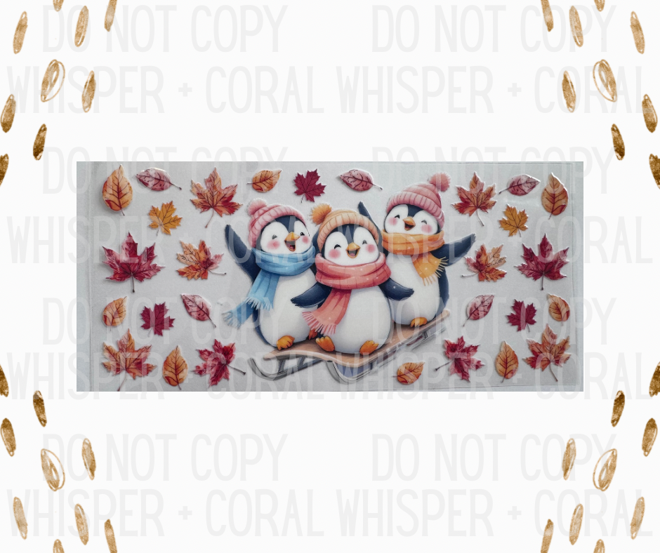 Wrap #145 Fall Sledding Penguins
